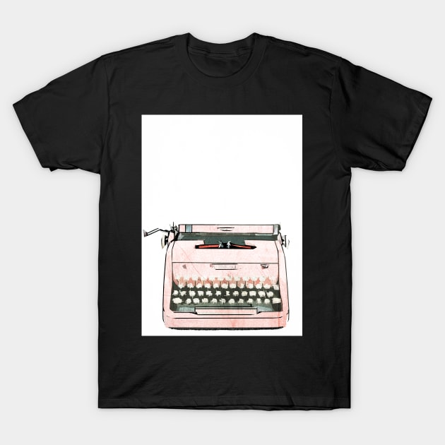 Digital Retro Relic Collection Vintage Pink Typewriter T-Shirt by SodaArtStudio